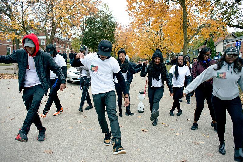 Black Students United are shown performing during the 2017 parade.